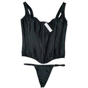Victoria's Secret The Classic Corset Set 100% Silk Black Small NWT 11239121